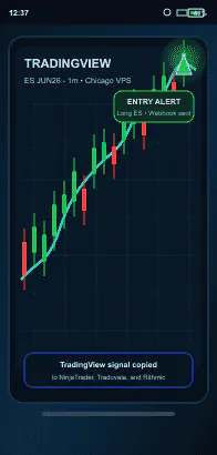 TradingView Desktop running on a mobile-accessible VPS